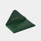 Enveloppe porte-cartes en cuir de chèvre vert sapin Benneton Graveur ouvert