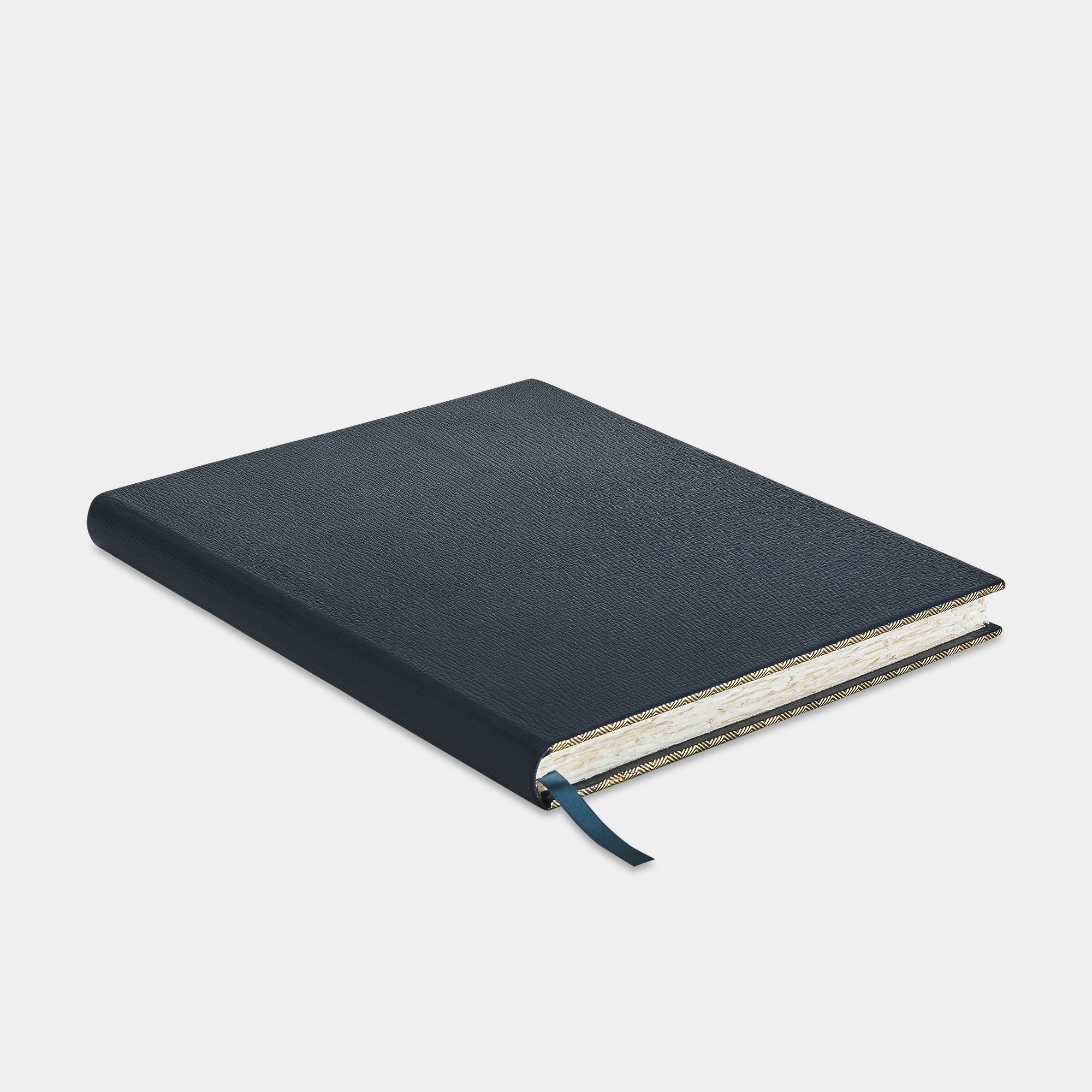 Livre d'or cuir maroquin bleu marine Benneton Graveur