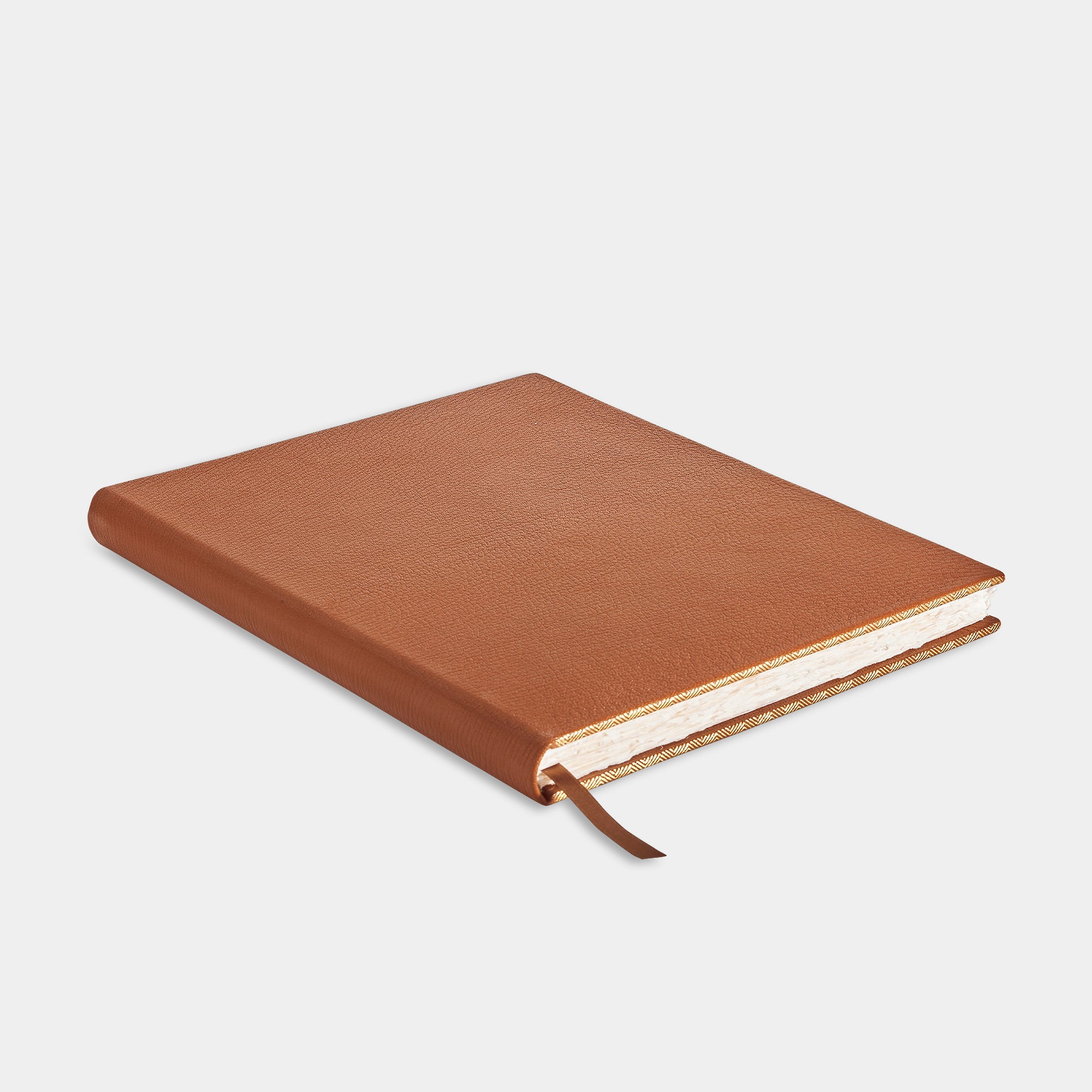 Livre d'or cuir maroquin camel Benneton Graveur