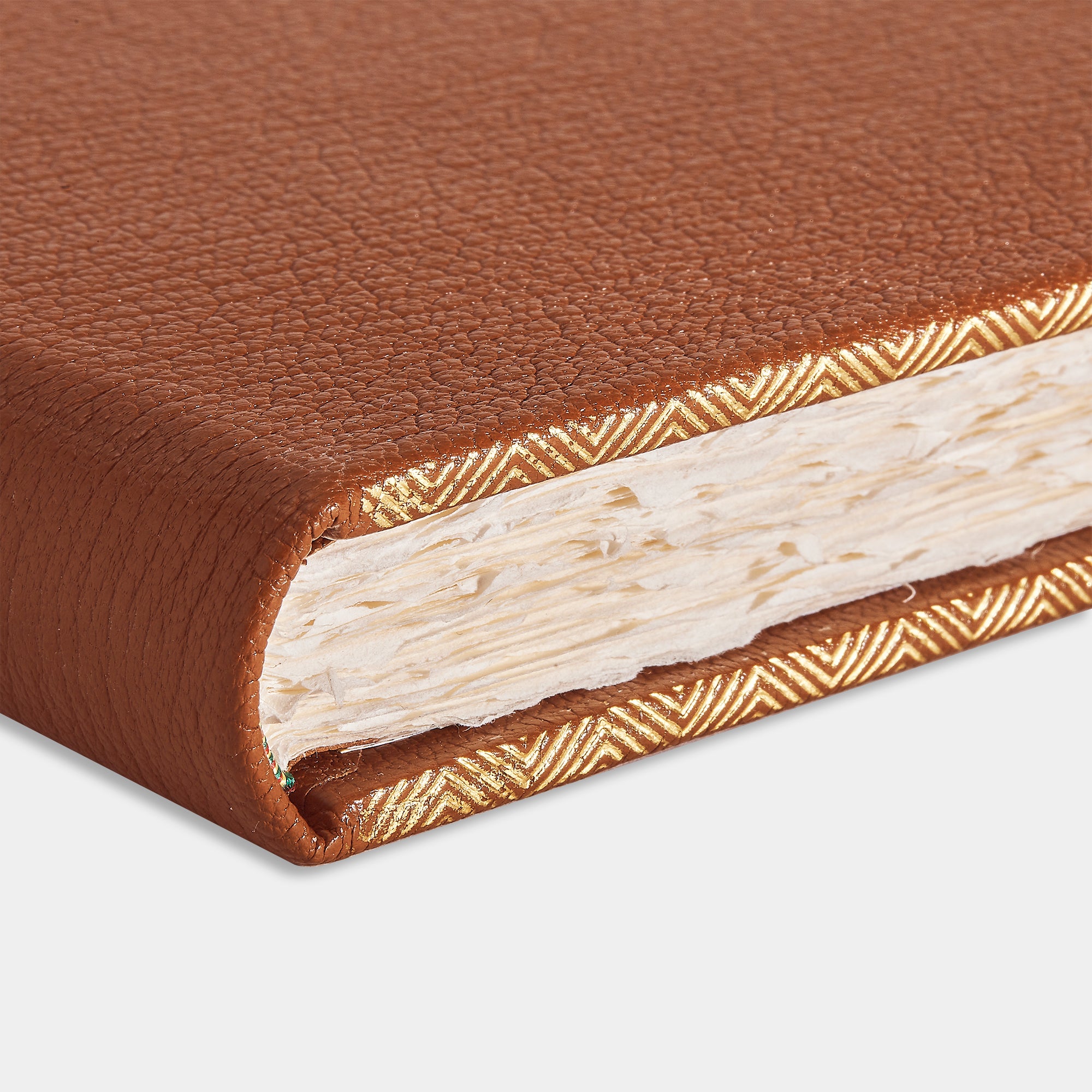Zoom livre d'or cuir maroquin camel Benneton Graveur fermé