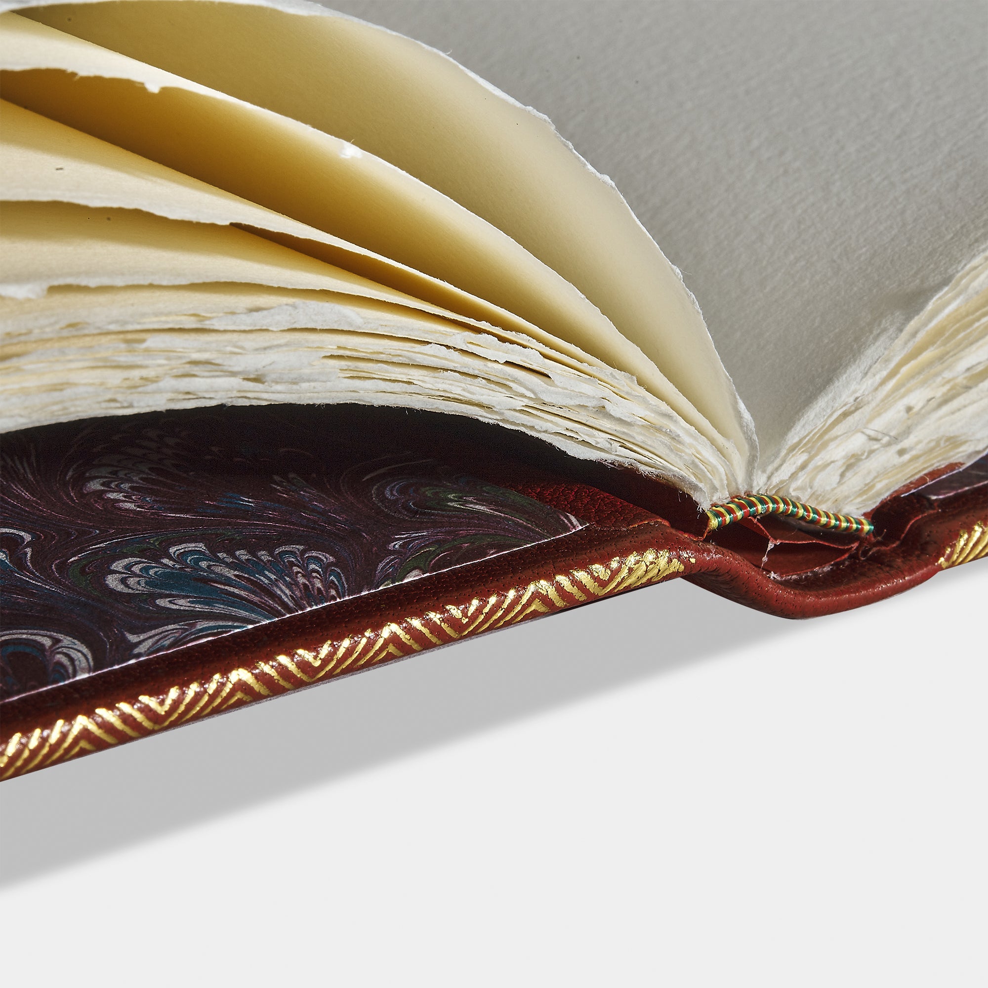 Zoom livre d'or cuir maroquin rouge Benneton Graveur ouvert