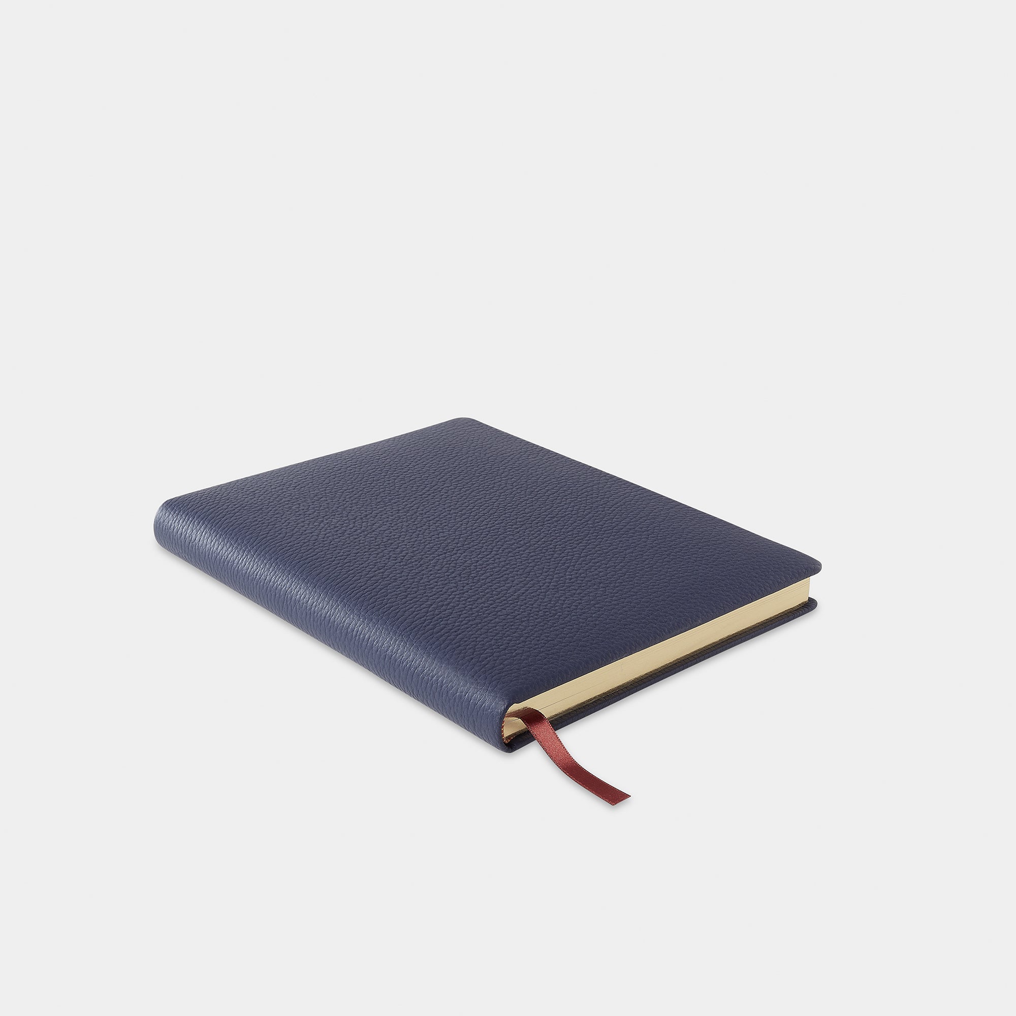 Livre de réception en cuir taurillon bleu marine Benneton Graveur