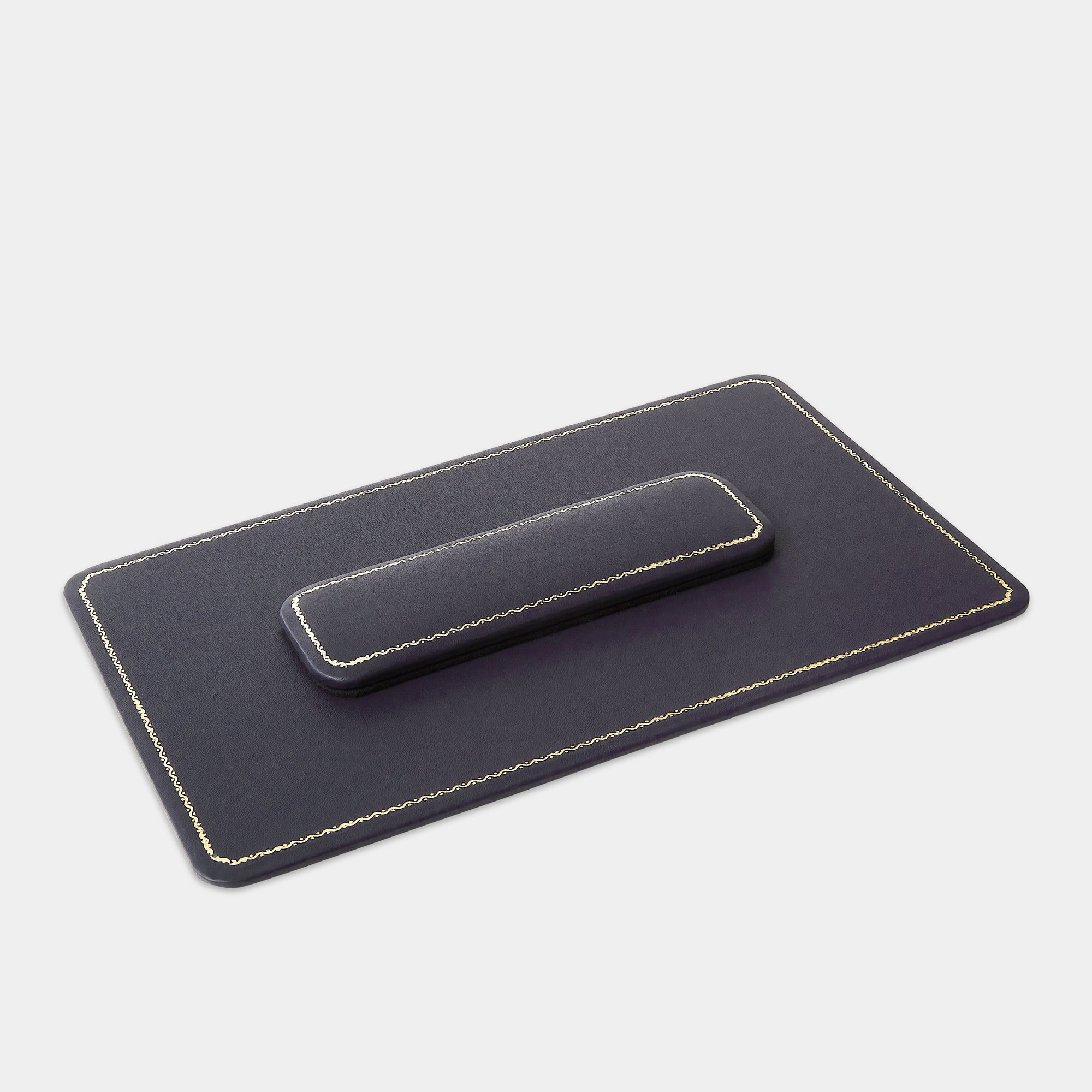 Plan de table en cuir rectangulaire bleu marine Benneton Graveur