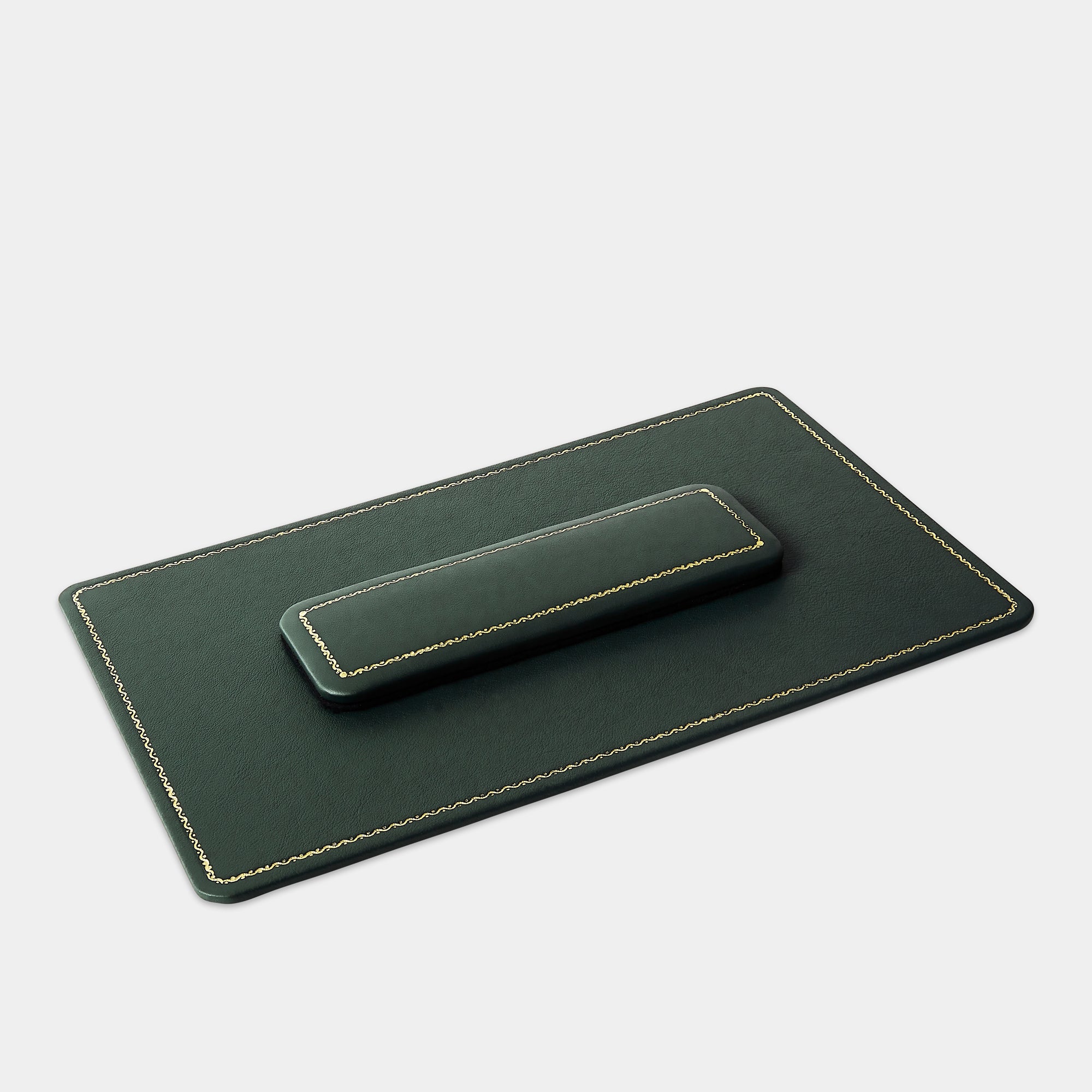 Plan de table en cuir rectangulaire vert Benneton Graveur