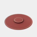 Plan de table en cuir rond rouge Benneton Graveur