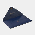 Pochette enveloppe en cuir de chèvre Bleu marine Benneton Graveur ouvert