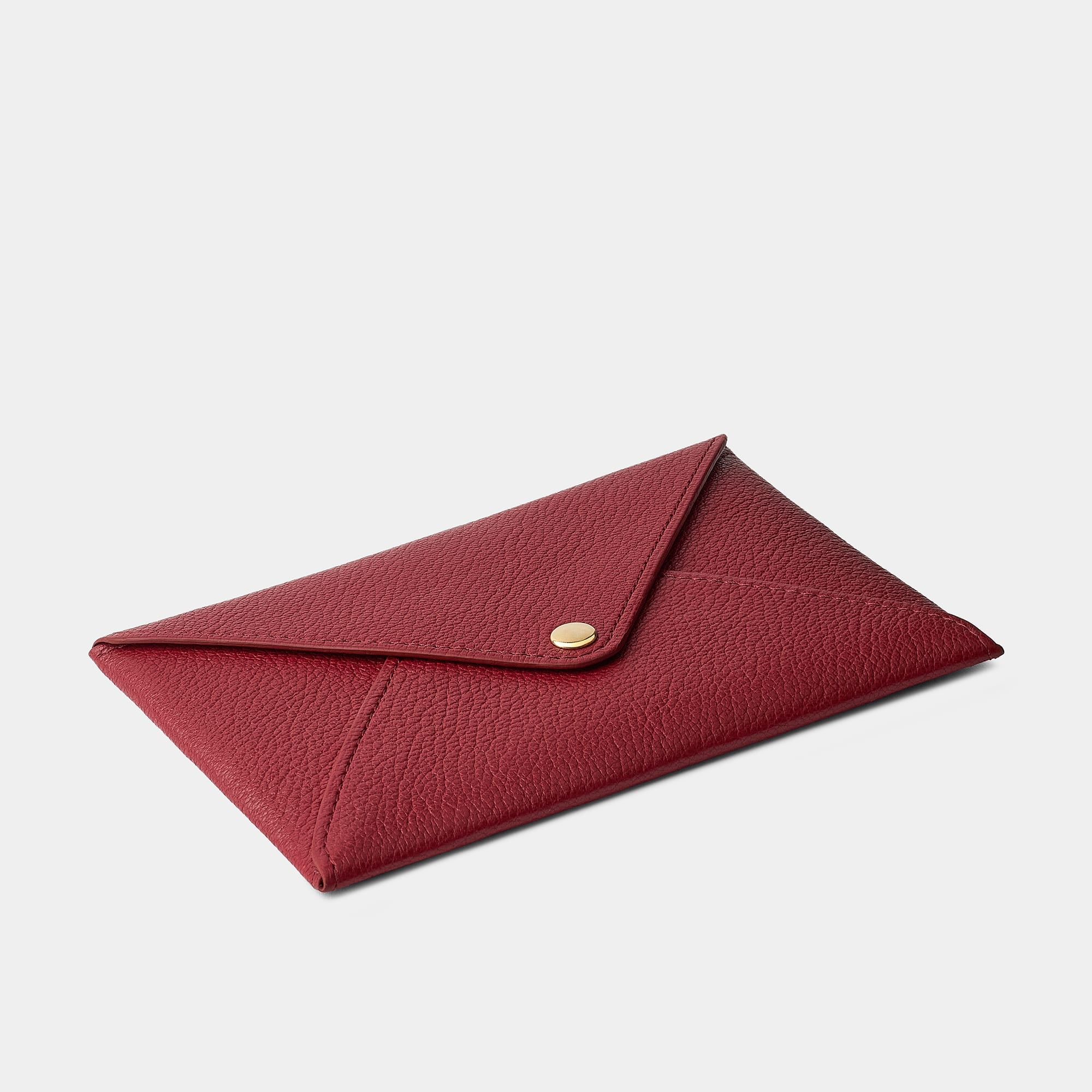 Pochette enveloppe en cuir de chèvre Rouge Benneton Graveur fermé