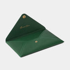 Pochette enveloppe en cuir de chèvre Vert sapin Benneton Graveur ouvert