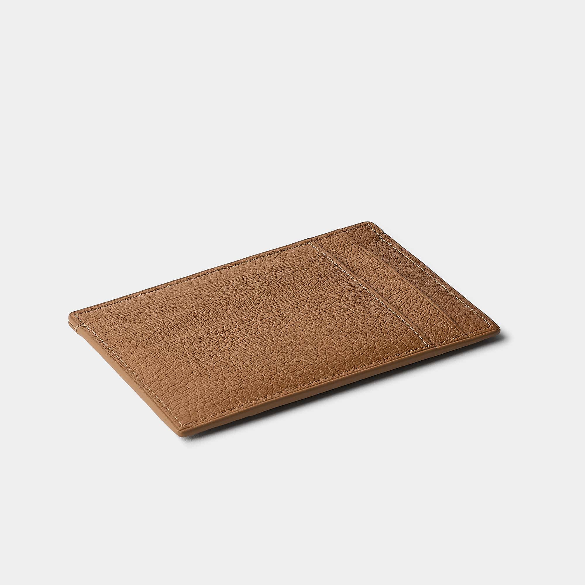 Porte-cartes double face en cuir de chèvre camel Benneton Graveur verso