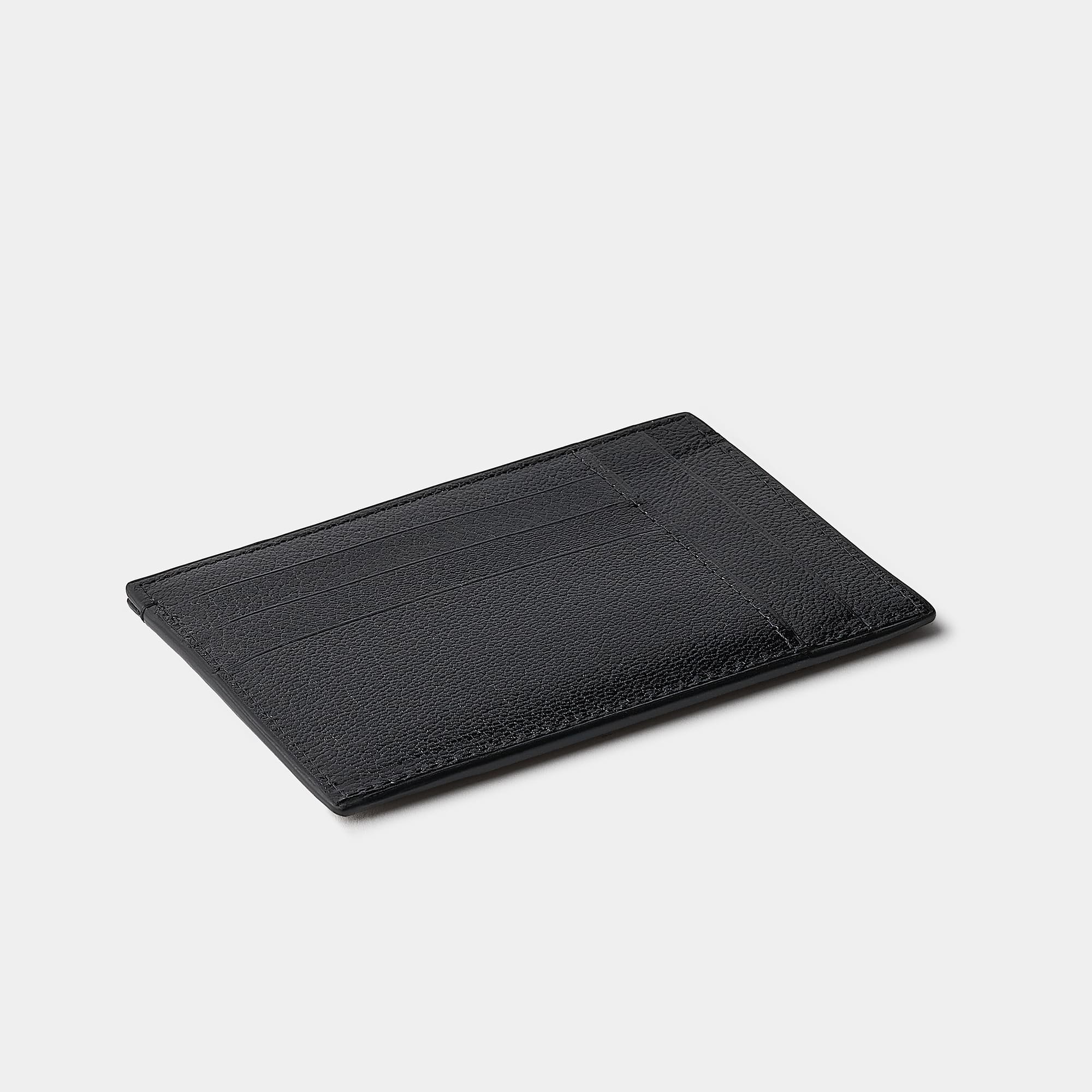 Porte-cartes double face en cuir de chèvre noir Benneton Graveur verso