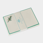 Cartes de correspondance branche de pin bordures vert - Benneton Graveur
