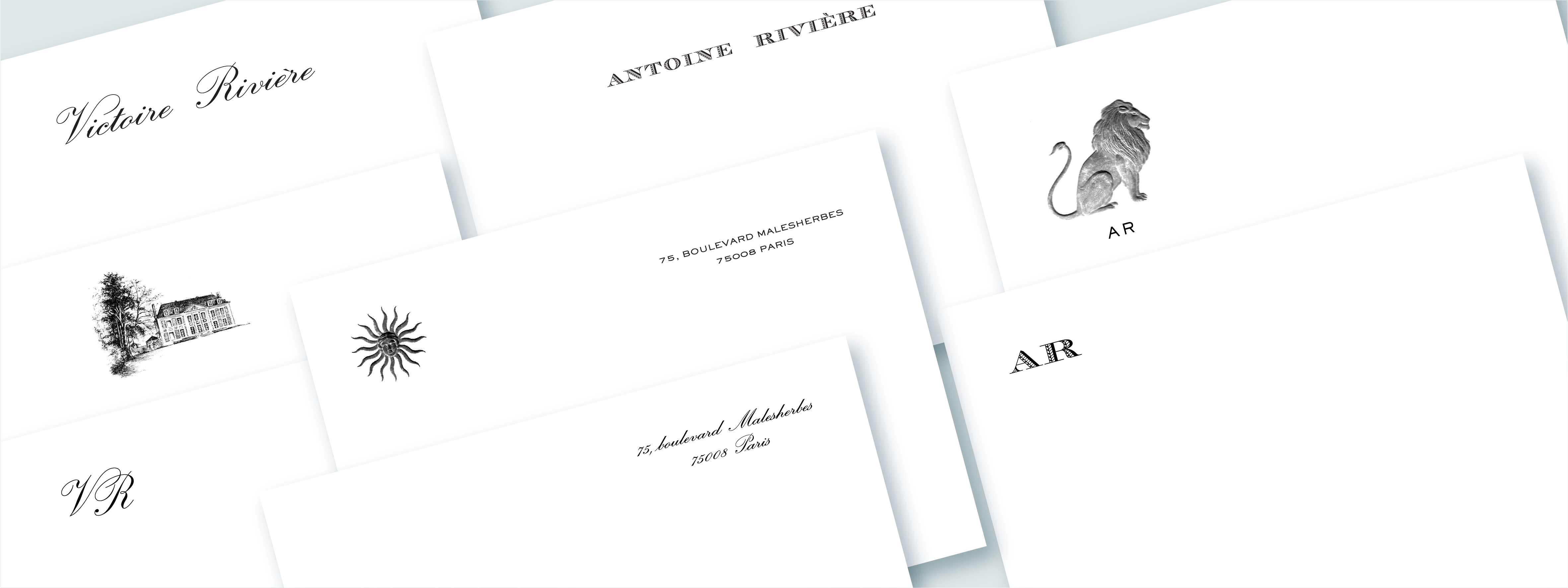 Correspondence card and personalised engraving Benneton Graveur